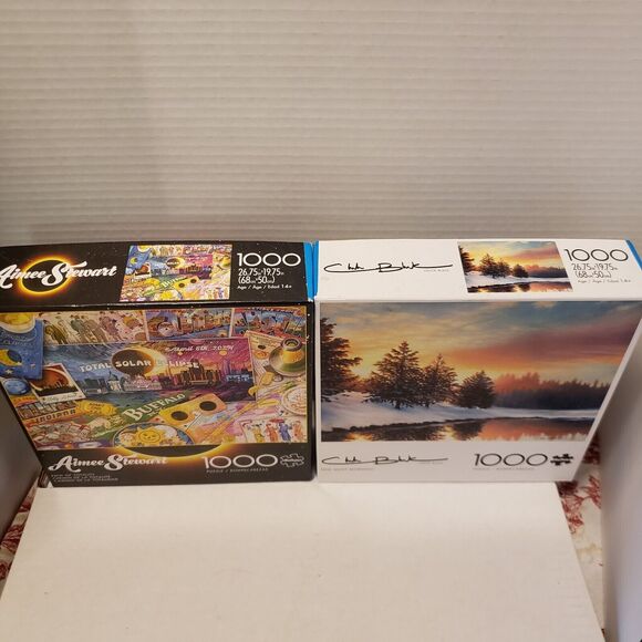Lot 2  Puzzles 1000 piece each w/ Posters Path of Totality, One Quiet Morning - Picture 6 of 16